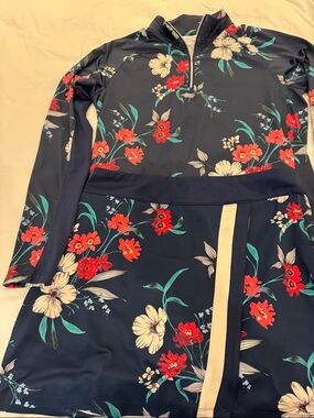 Lady Hagen Navy Floral Skorts, and top with UV protection